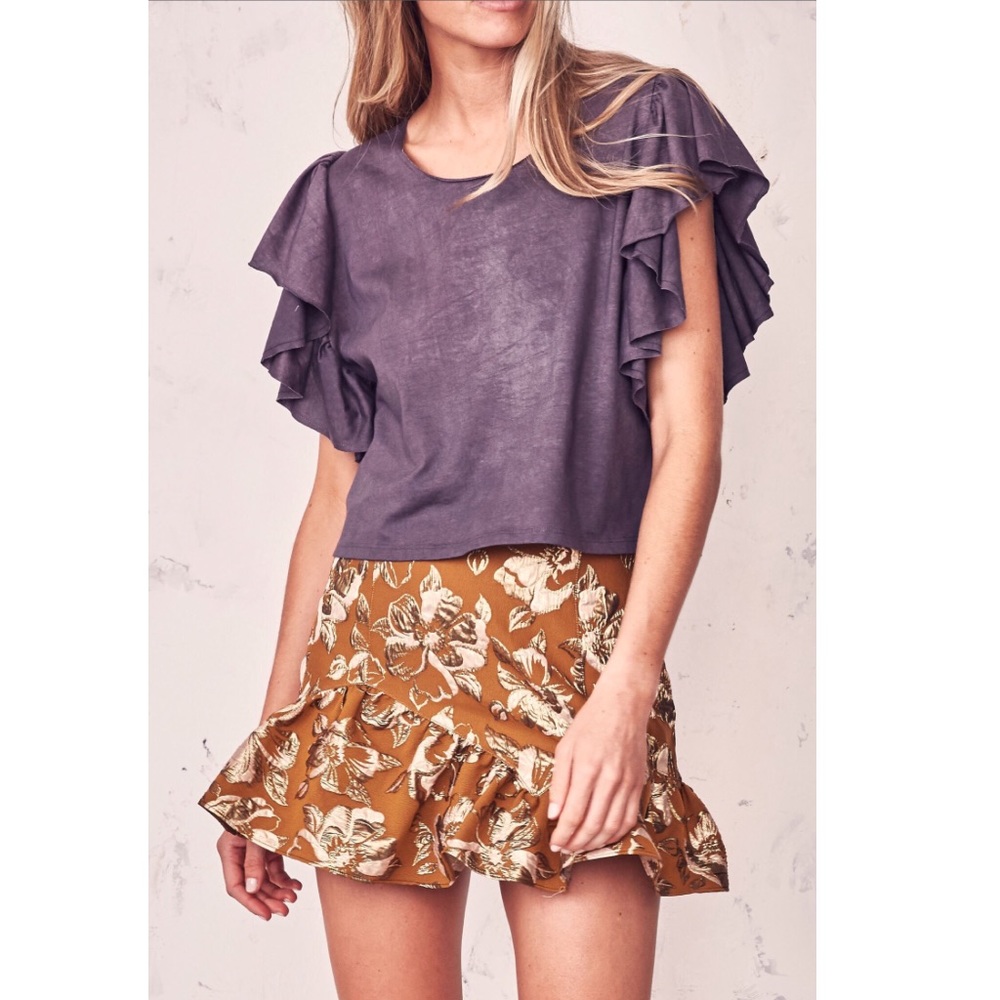 Love shack fancy Eliza gold brocade skirt 2